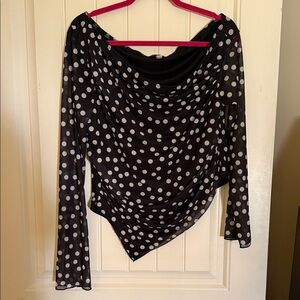 Pretty Garden Off Shoulder Y2K Mesh Polka Dot Top XXL